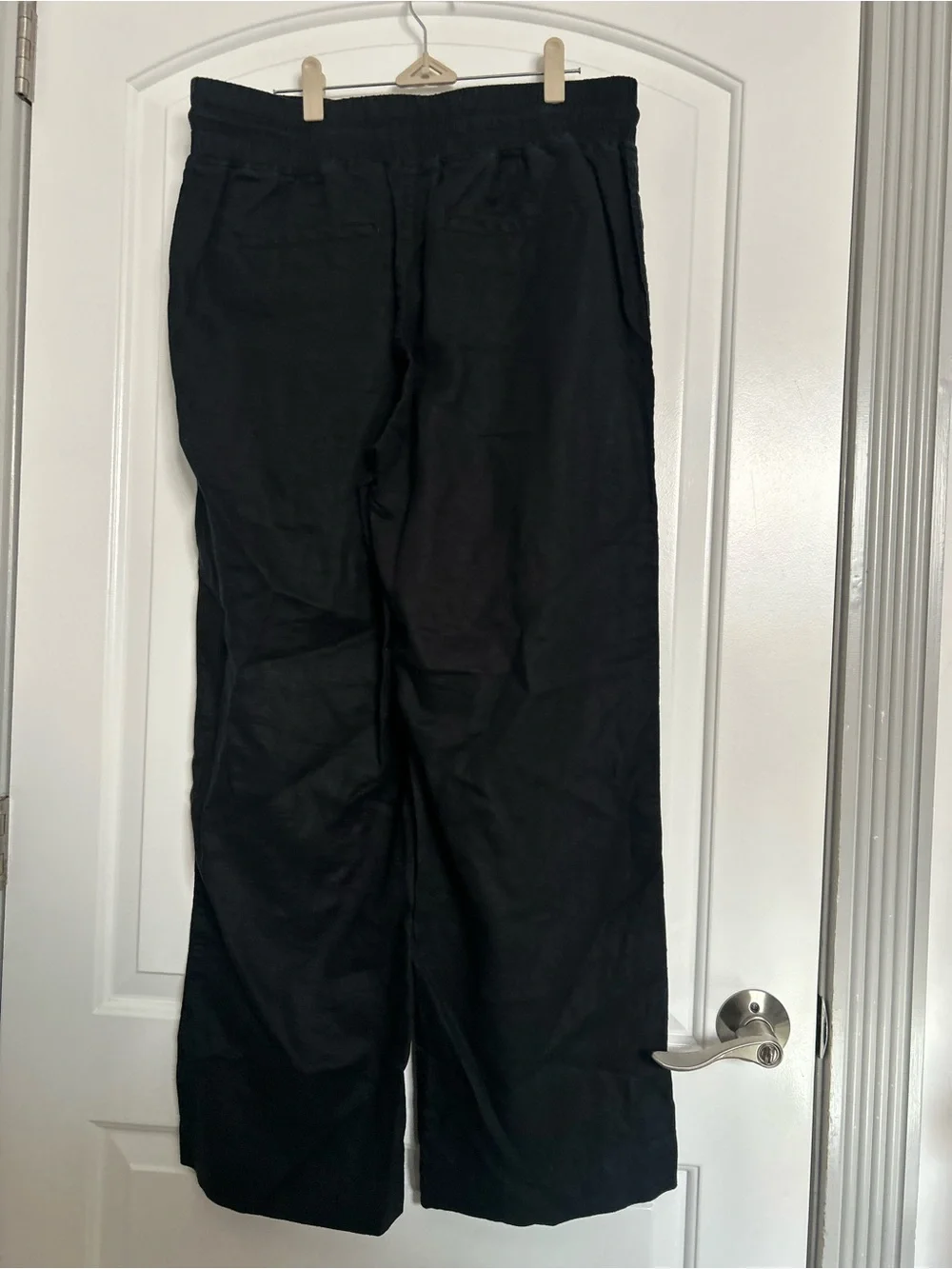 Quince Black Wide Leg Linen-Blend Pants